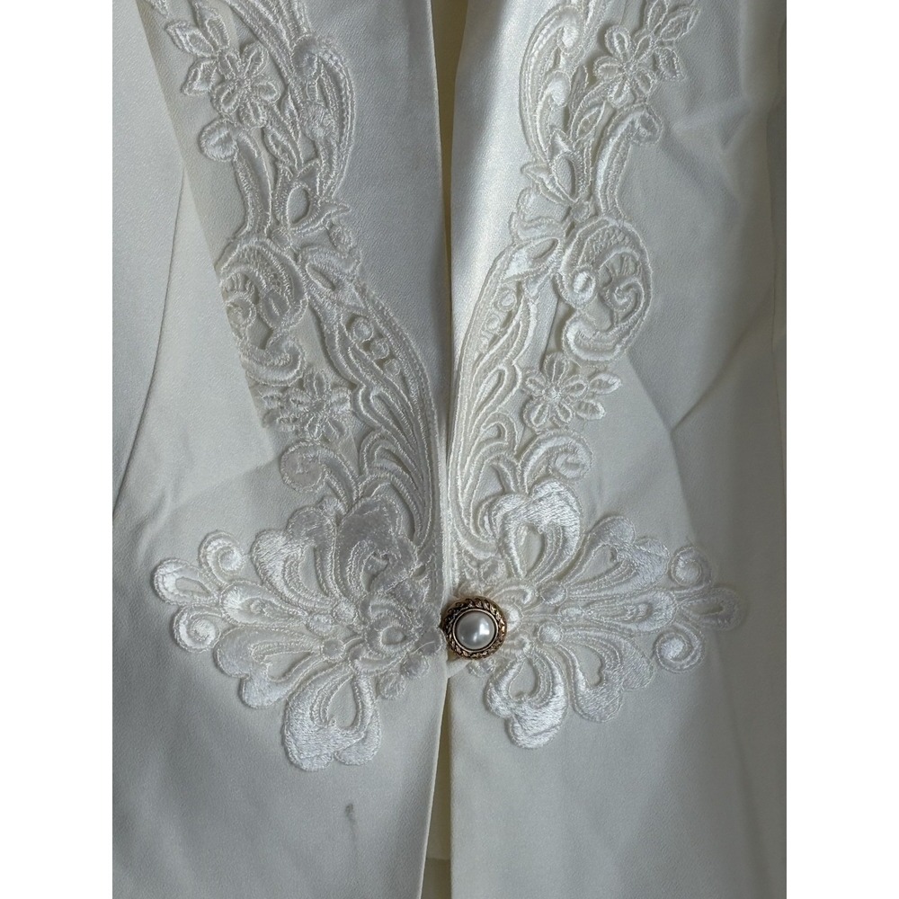NWT R&M Richards by Karen Kwong Vintage Ivory Beaded Lace 2-Piece Blazer Set 18W - Picture 8 of 12